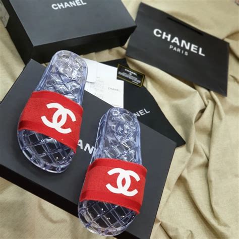 chanel clear jelly slides|chanel female slides.